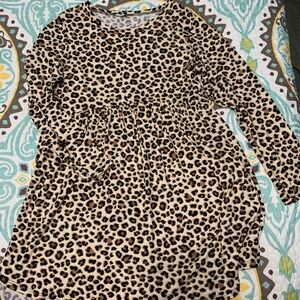 Leopard Print long-sleeve midi dress